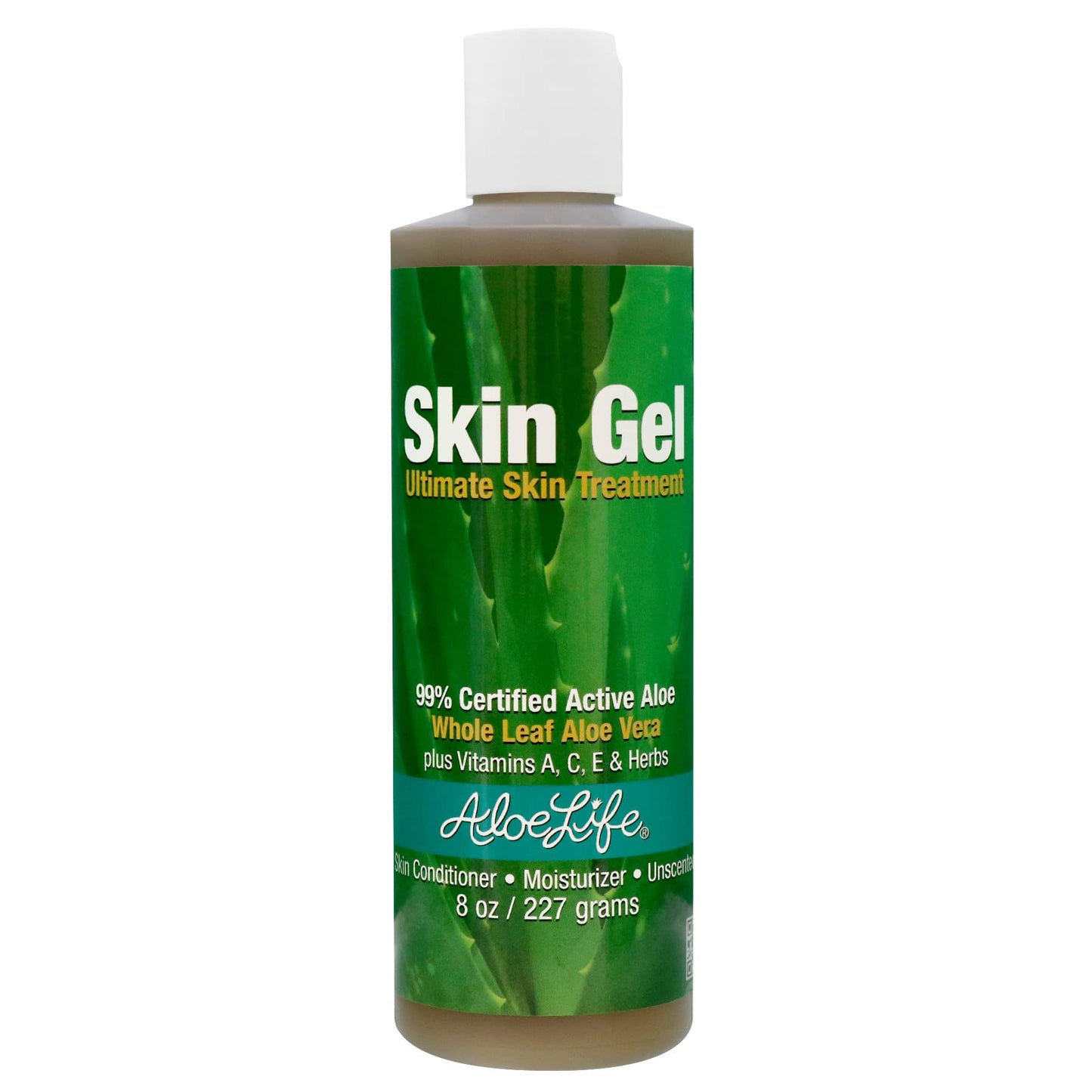 Aloe Life Skin Gel & Herbs – 99% Organic Whole Leaf Aloe Vera, Fragrance-Free 8 oz