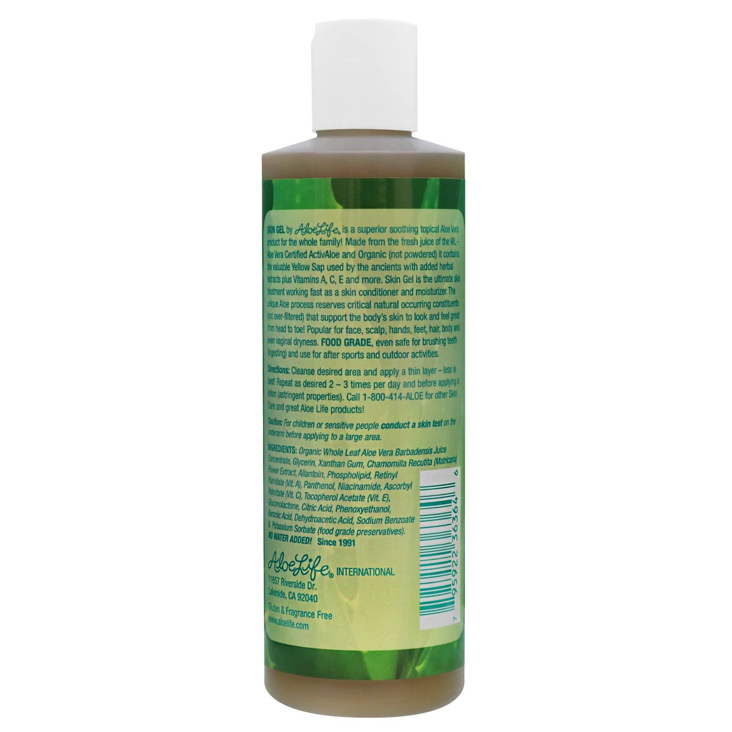 Aloe Life Skin Gel & Herbs – 99% Organic Whole Leaf Aloe Vera, Fragrance-Free 8 oz