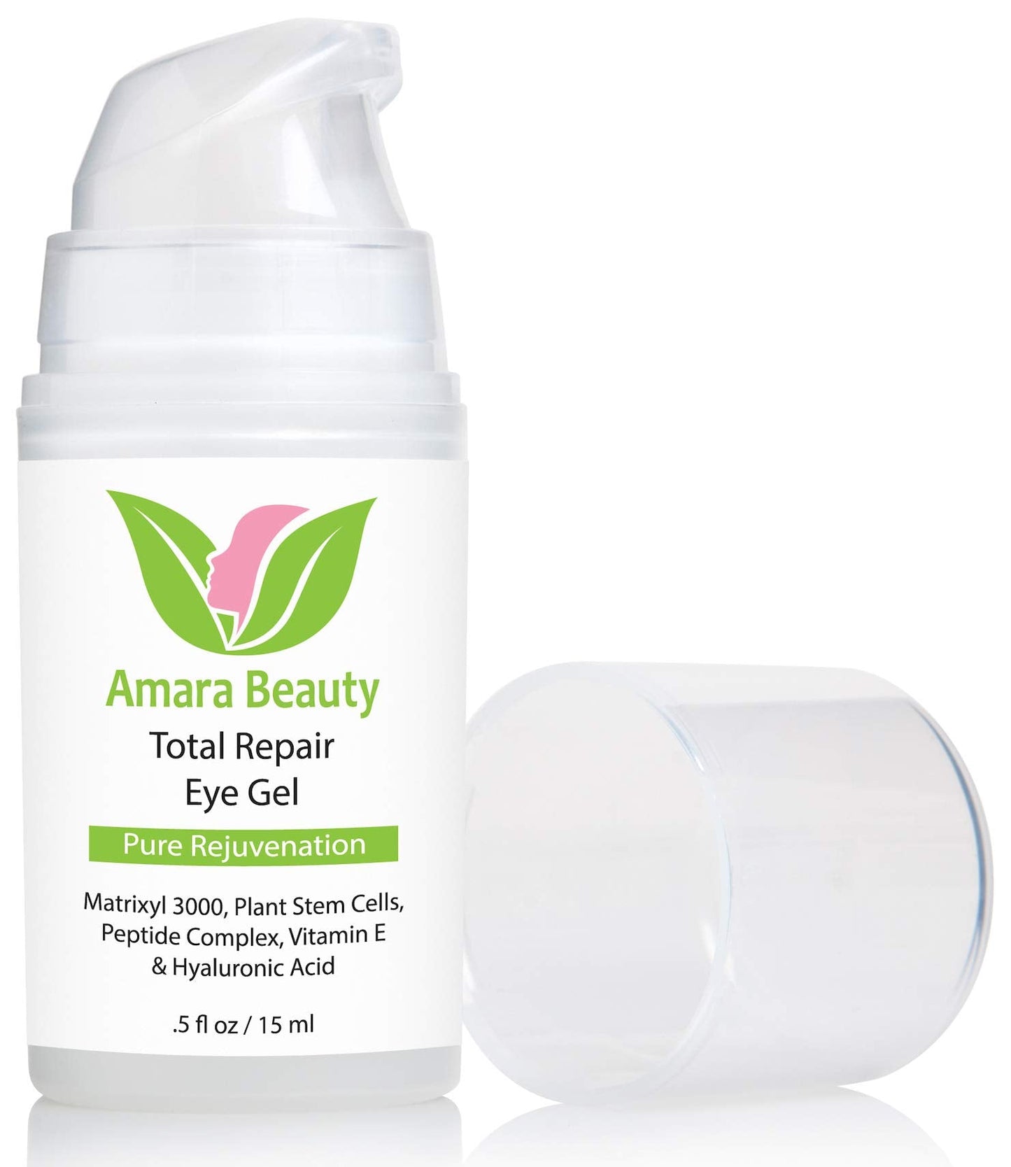 Amara Beauty Eye Cream Gel for Dark Circles & Puffiness with Peptides & Hyaluronic Acid, 0.5 fl oz (Pack of 2)