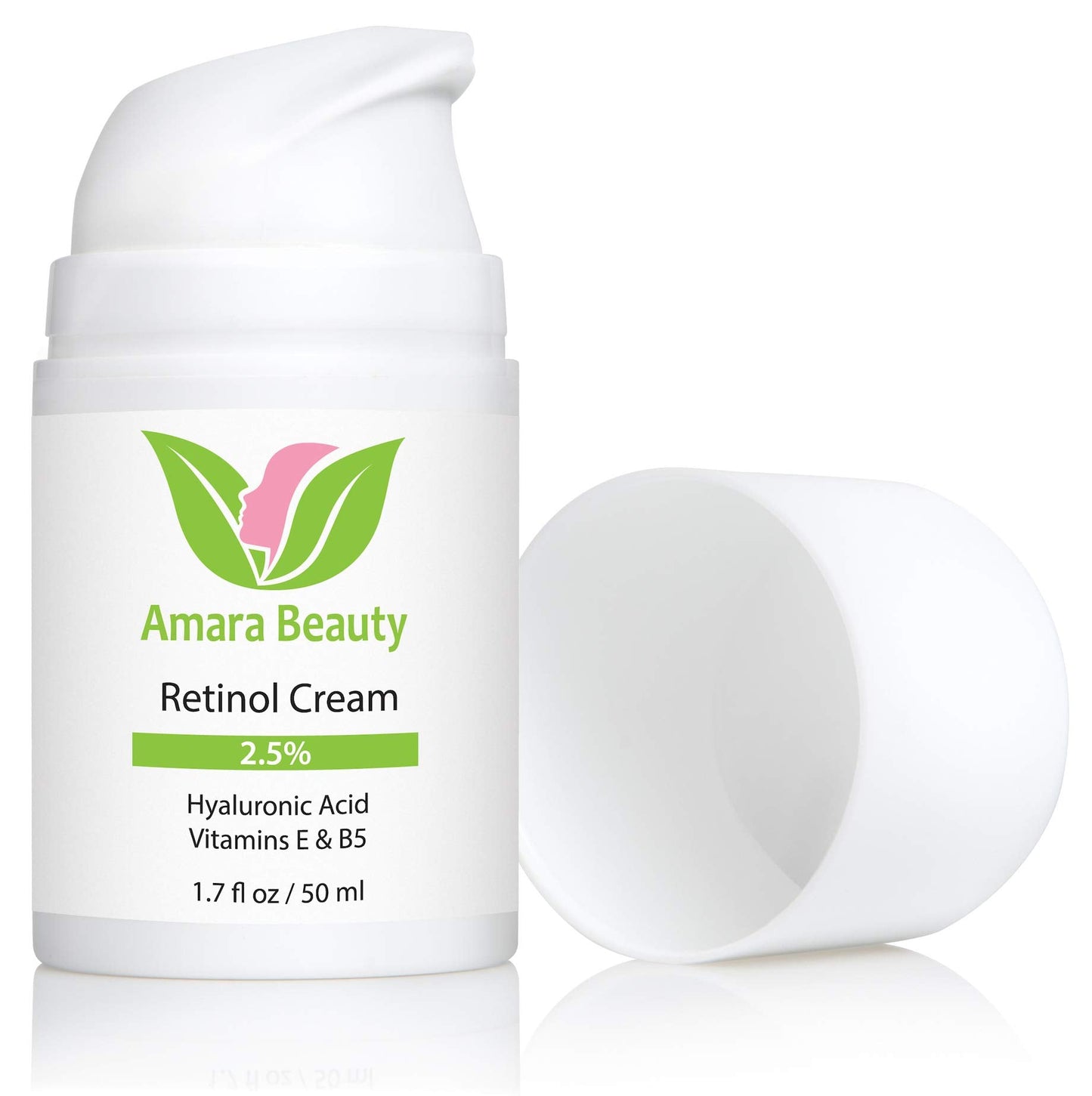 Amara Beauty Retinol Cream 2.5% with Hyaluronic Acid & Vitamins E & B5 – 1.7 oz Each (Pack of 2)