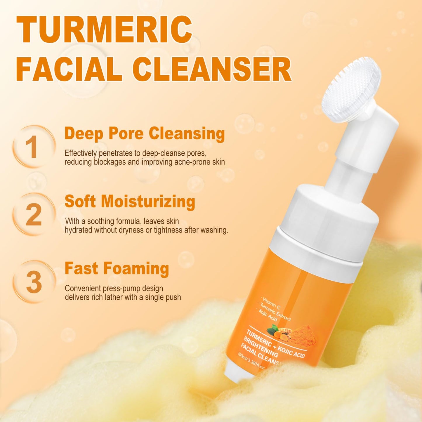Amdele Turmeric Wash & Care 4-Piece Set | Facial Cleanser, Pads, Soap & Essential Oil