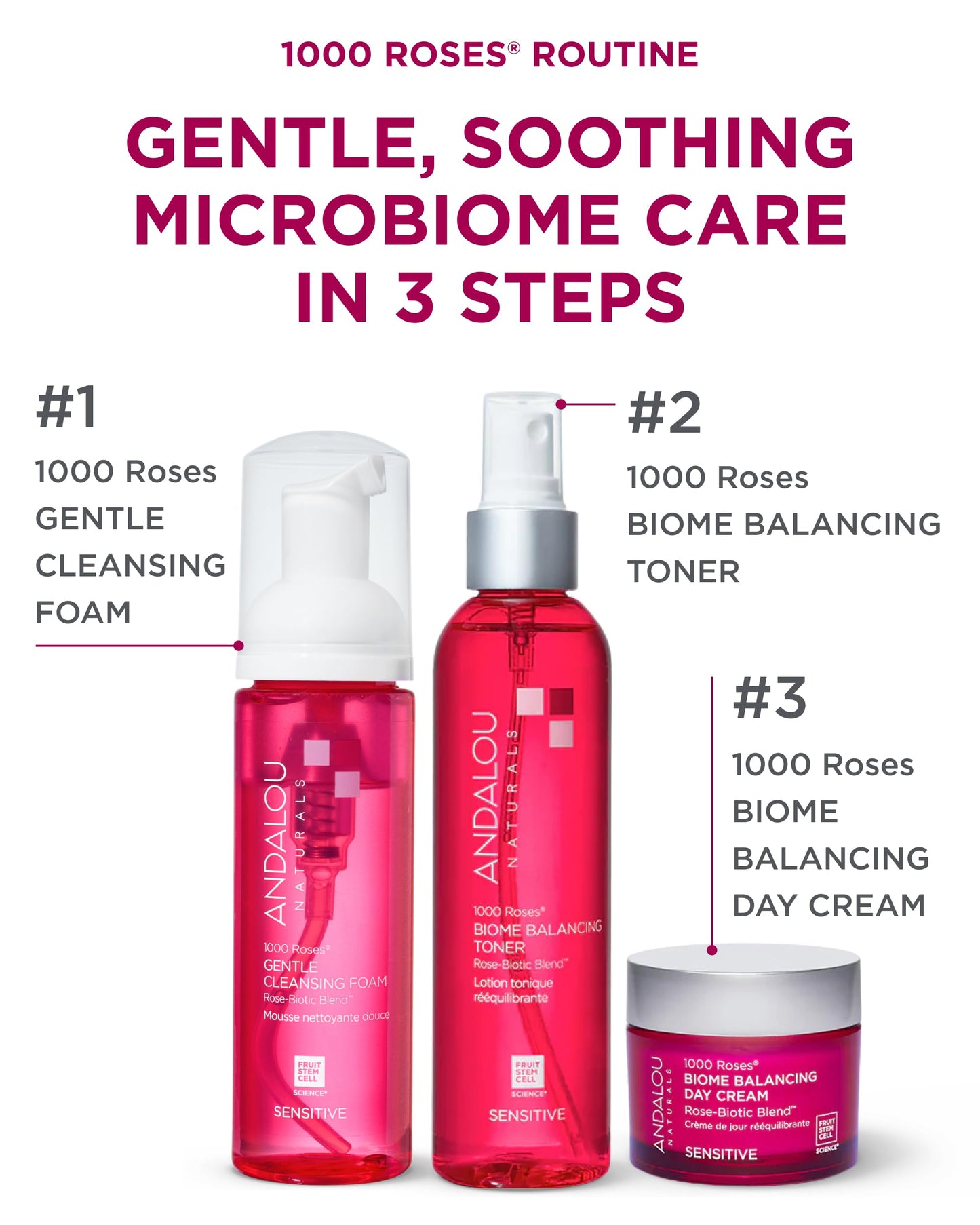 Andalou Naturals 1000 Roses Biome Balancing Day Cream — Lightweight Hydration for Sensitive Skin
