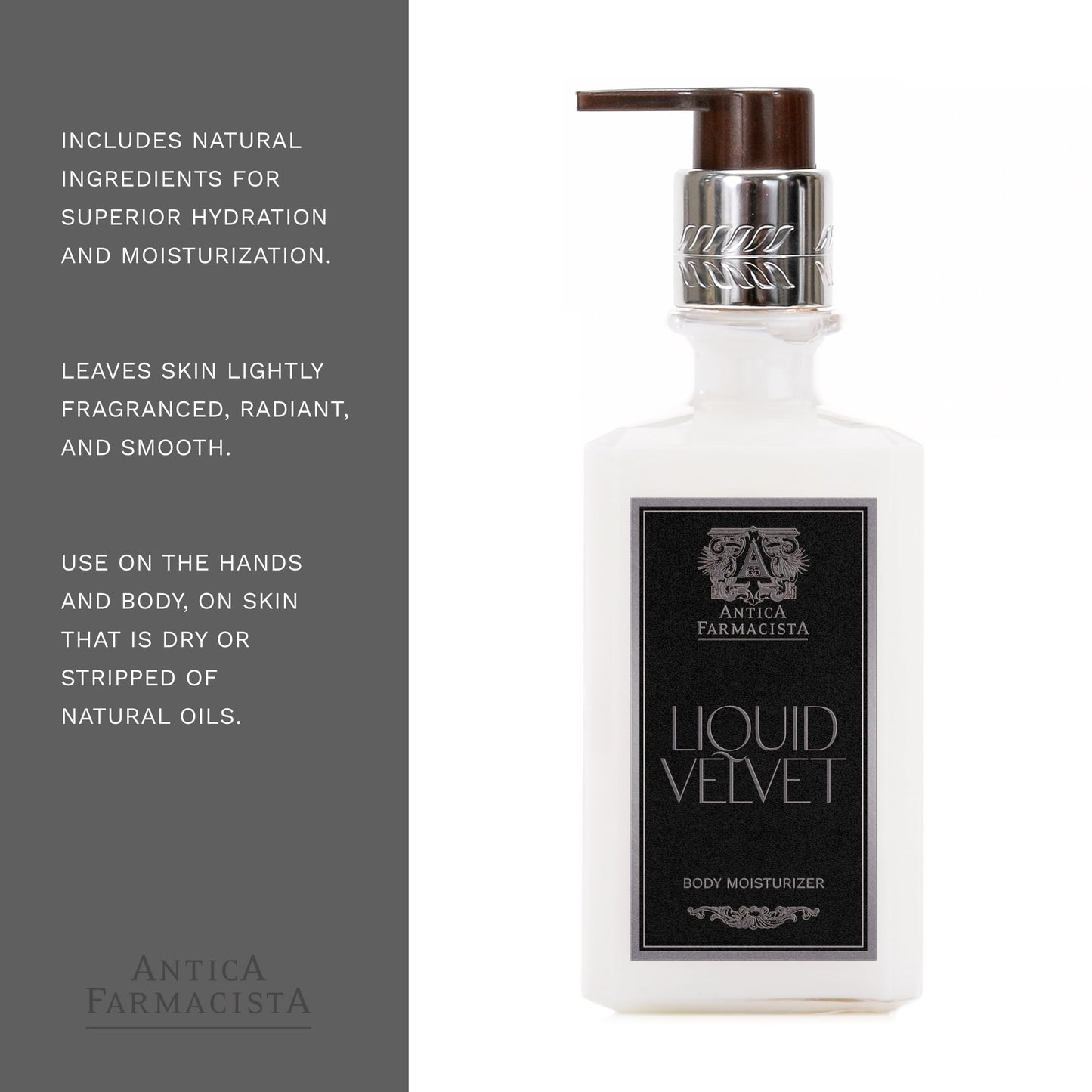 Antica Farmacista Body Moisturizer – Liquid Velvet with Aloe Vera, Green Tea & Sweet Almond Oil