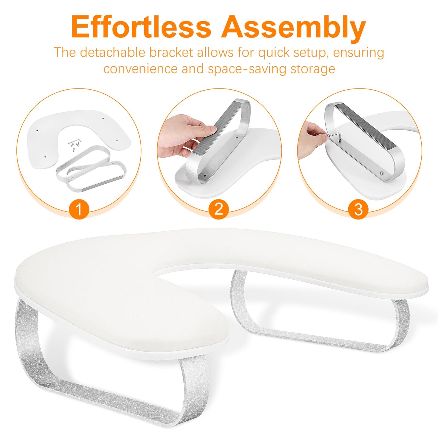 AONOLOVO Arm Rest for Nails Tech — 10-degree Inclined U-Shaped Nail Hand Rest with Aluminum Alloy Holder, Non-slip
