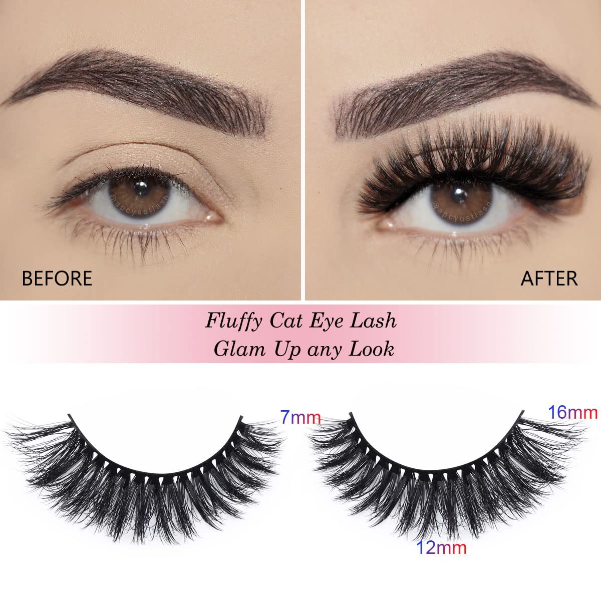 APCYUST Lashes Bulk 50 Pairs – 15mm & 18mm Full Eyelashes with Glitter Cases