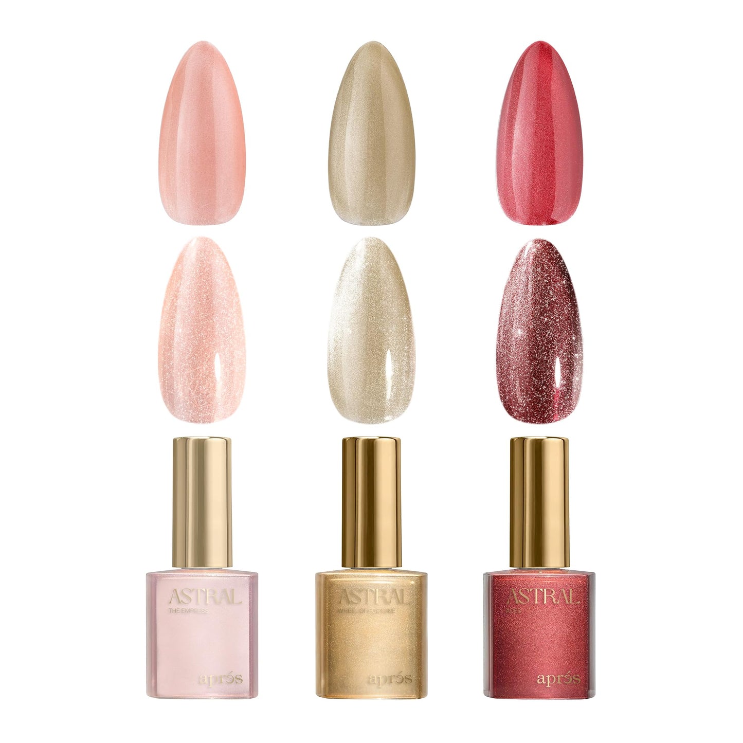 APRÉS Astral Gel Color Set: 3-Color HEMA-Free Salon Gel Polish Trio (Astral Velvet Cat Eye, Set 6)