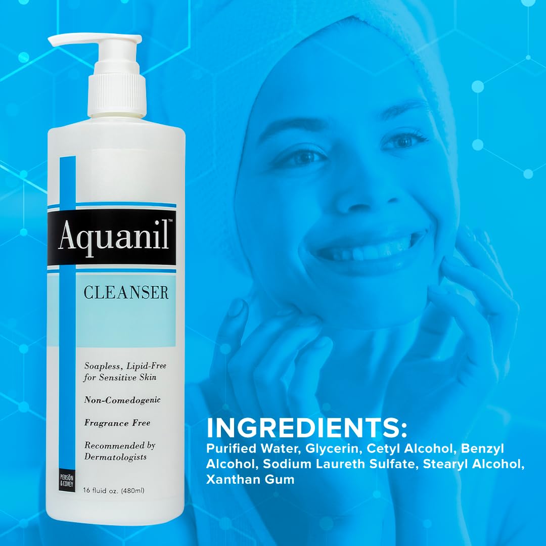 Aquanil Lipid-Free Cleanser for Sensitive Skin | Fragrance-Free, Soap-Free, 3 Pack – 16 oz