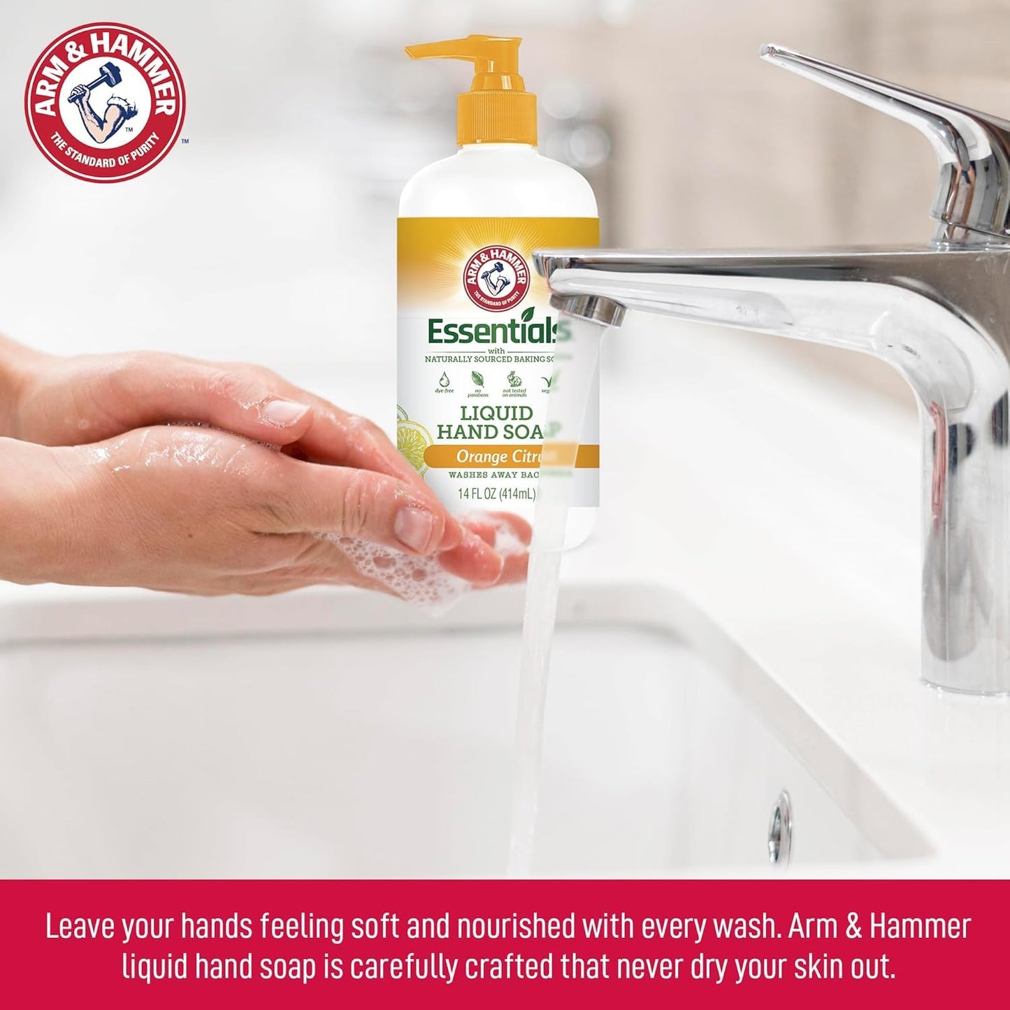 Arm & Hammer 6 Pack Liquid Hand Soap – Gentle Rose Scent, Organic, 14 oz