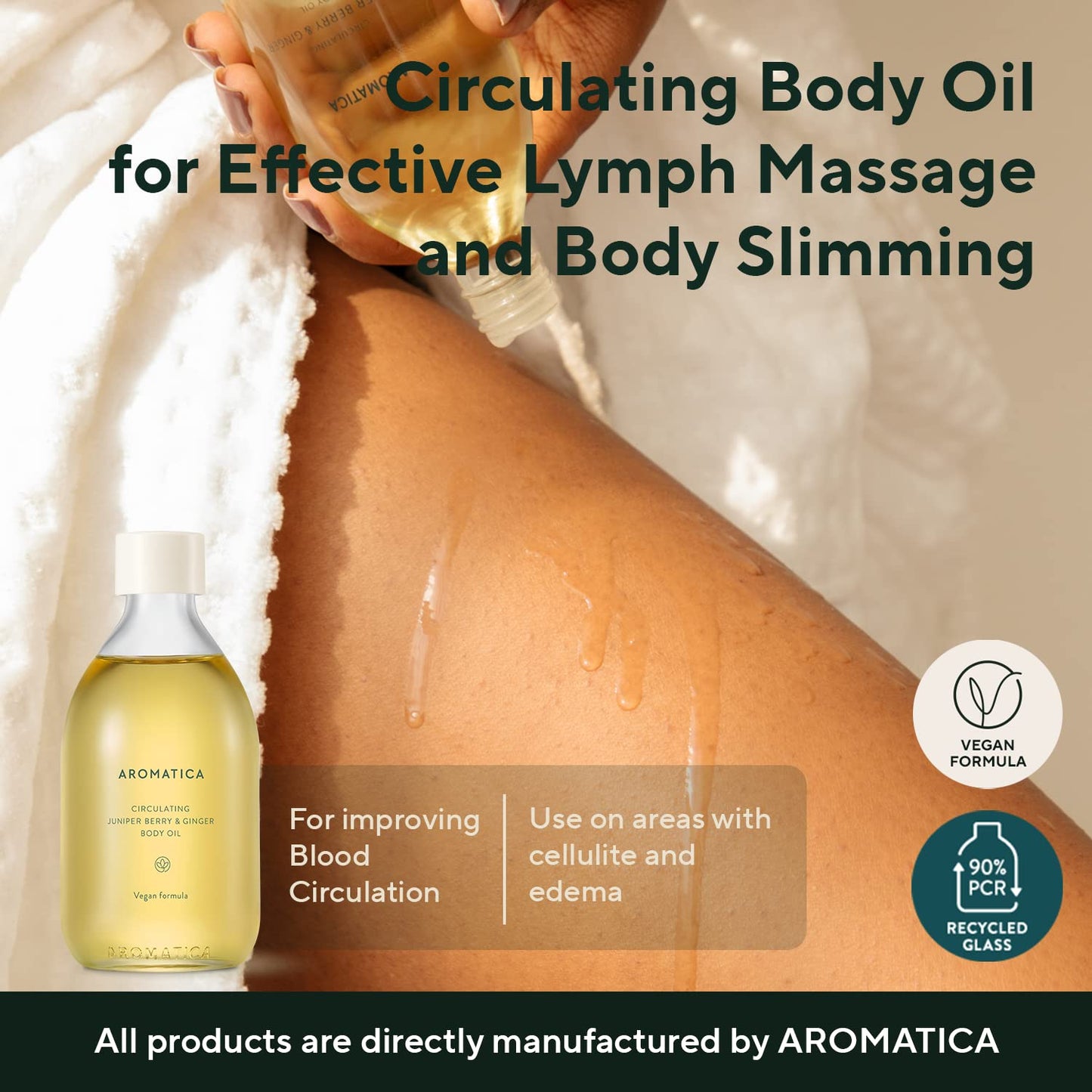AROMATICA Circulating Body Oil Juniper Berry & Ginger – Vegan Aromatherapy Massage Oil