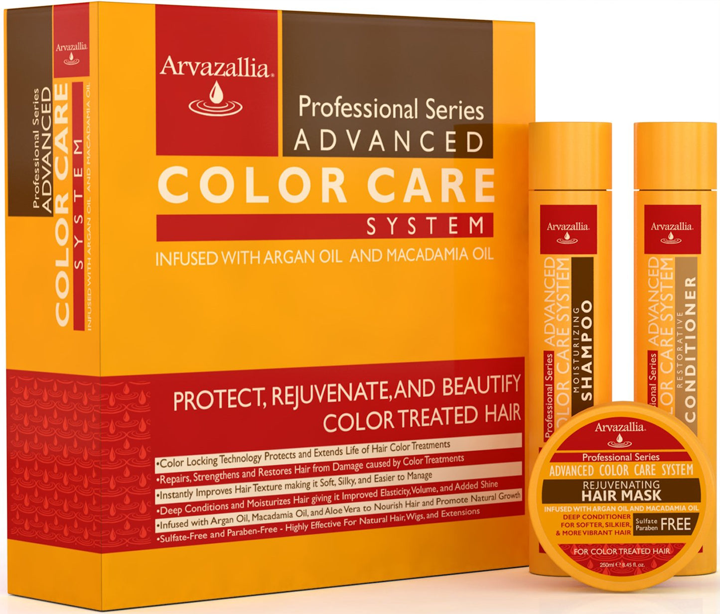 Arvazallia Advanced Color Care Shampoo & Conditioner Set with Argan & Macadamia Oils – Sulfate Free