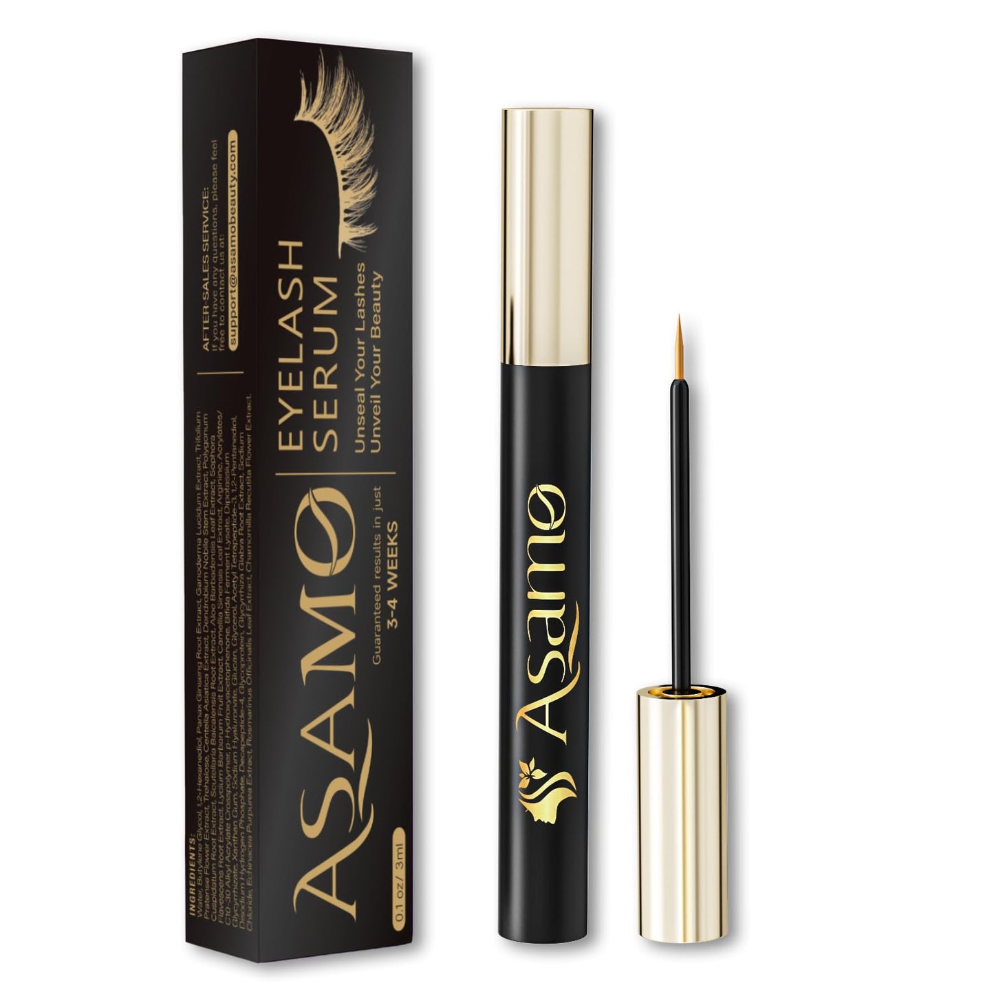 ASAMO Eyelash Growth Serum – 15 Plant Extracts for Longer Lashes