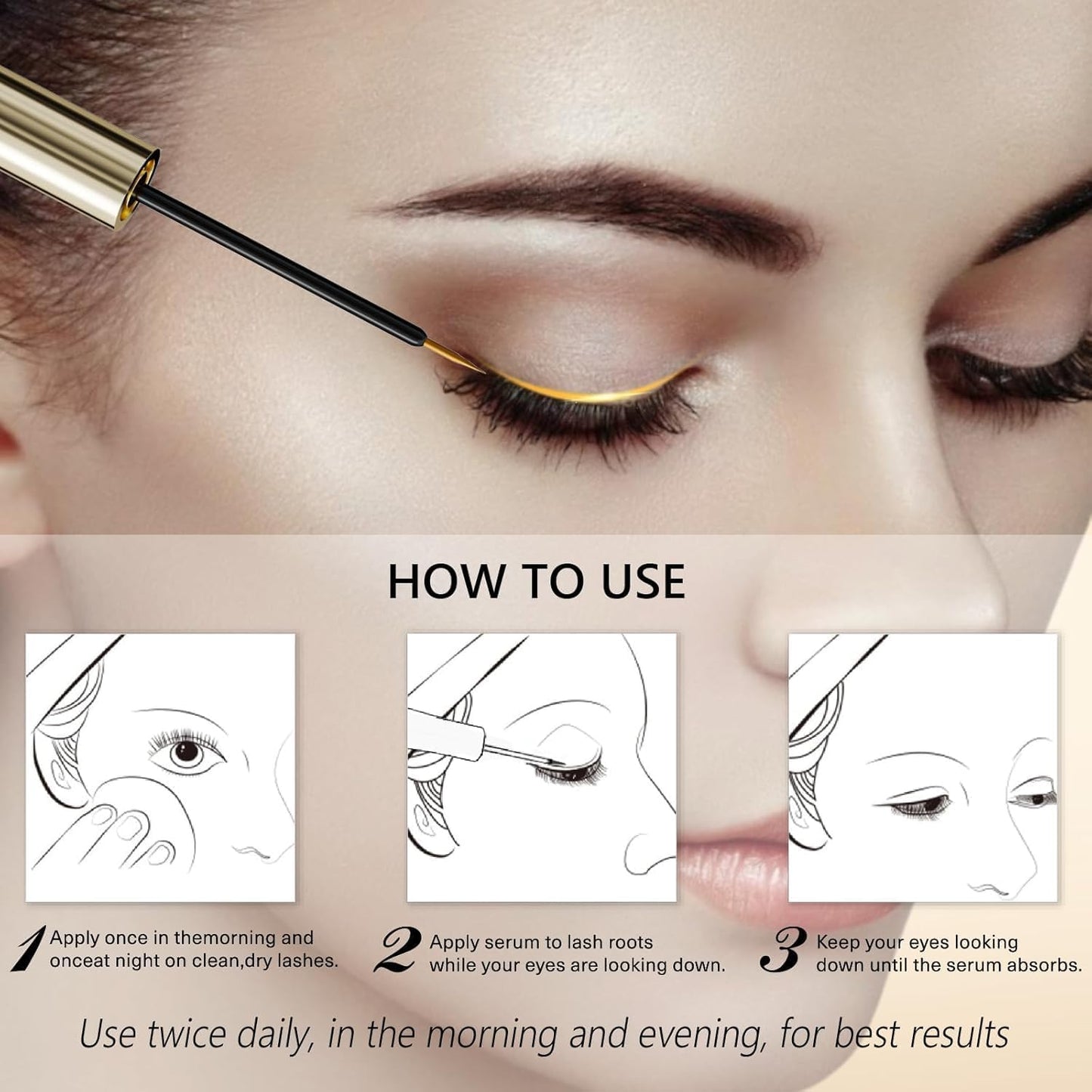 ASAMO Eyelash Growth Serum – 15 Plant Extracts, Oil-Free, Hypoallergenic (3ml)