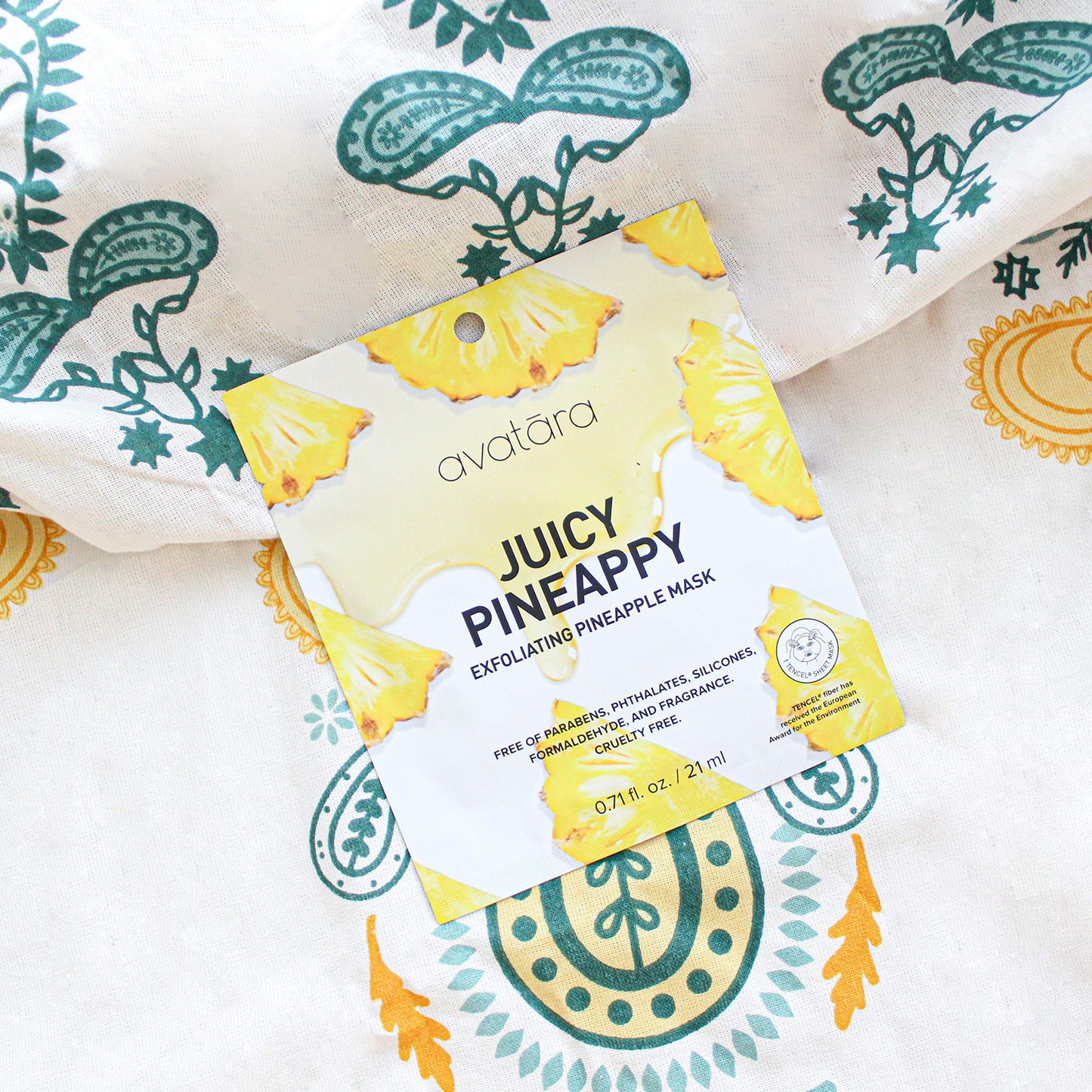 Avatara Juicy Pineappy Exfoliating Facial Mask – 15 Sheets | Pineapple Extracts & Clean Ingredients