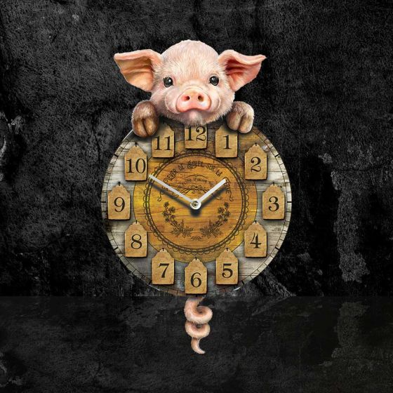 Piggin' Tickin' Pig Pendulum Clock