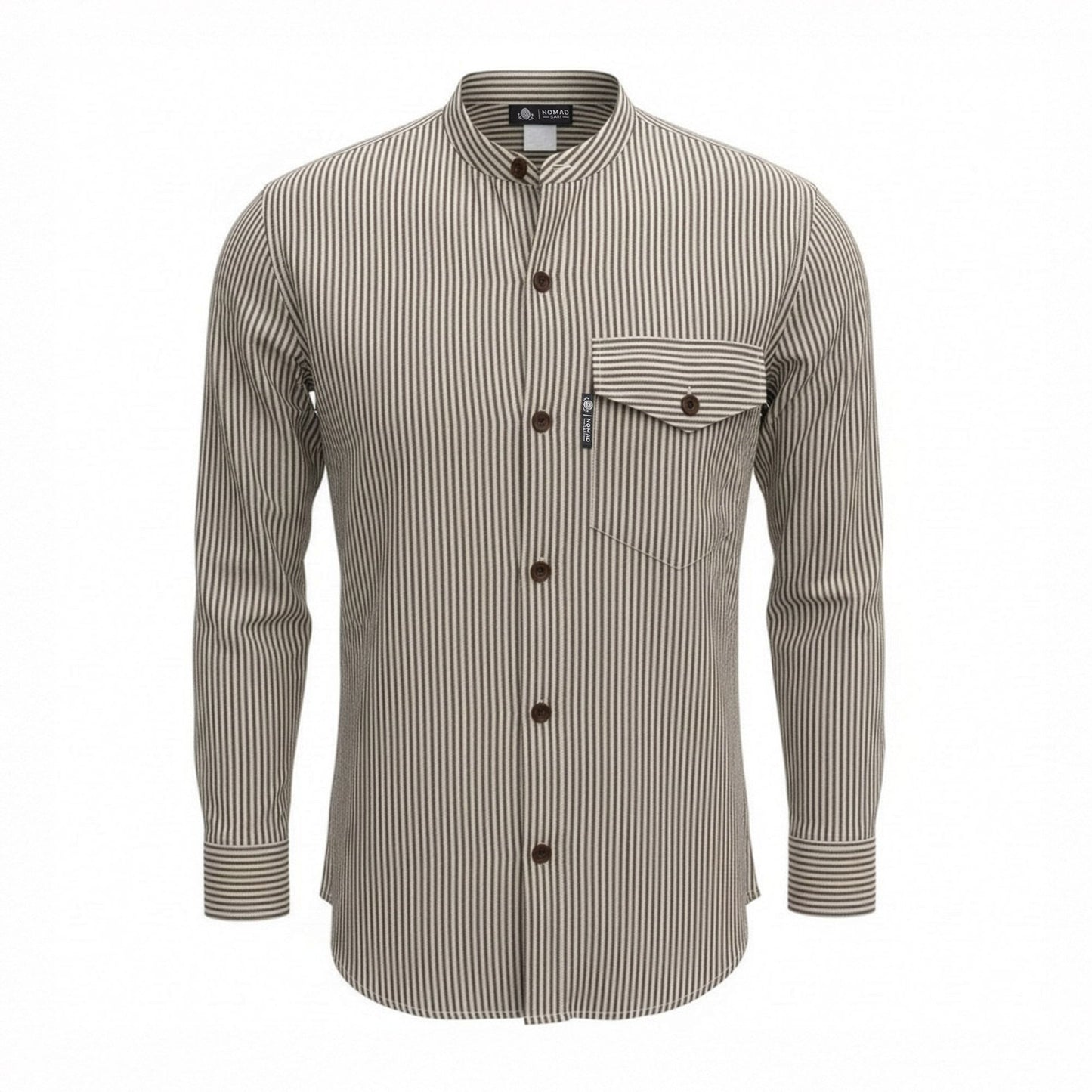 Nomad Sari Grandad Shirt - Grey Stone - Large