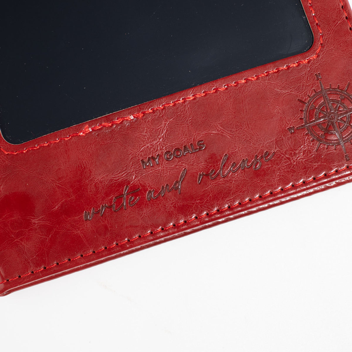 A5 Intention Note Book - LCD Wipe Screen - Red Leather Effect - 160 Pages