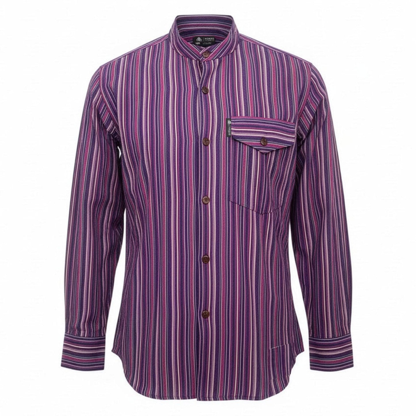 Nomad Sari Grandad Shirt - Black Purple - XL