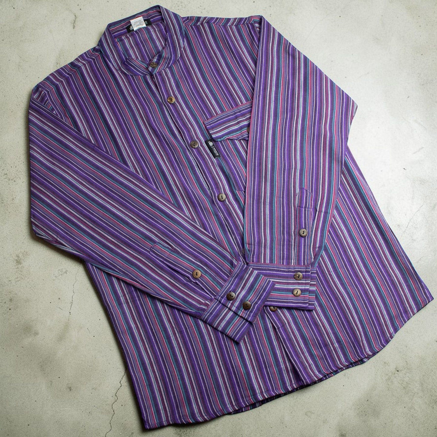 Nomad Sari Grandad Shirt - Black Purple - XL