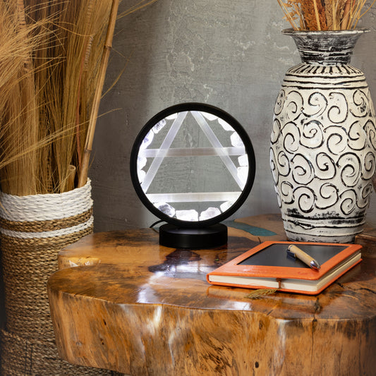 Gemstone Halo Lamp - Air - Clear Quartz & Selenite