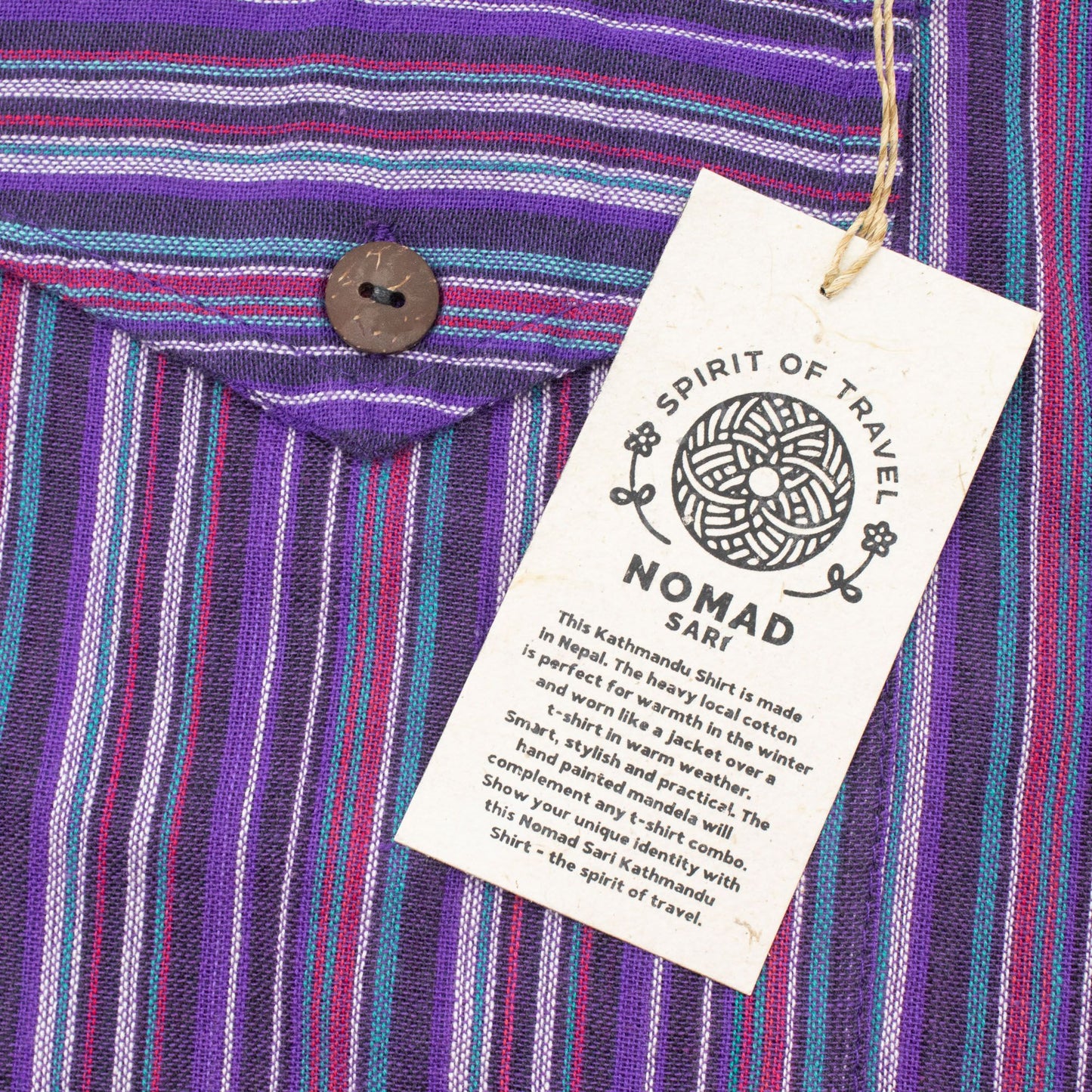 Nomad Sari Grandad Shirt - Black Purple - Medium