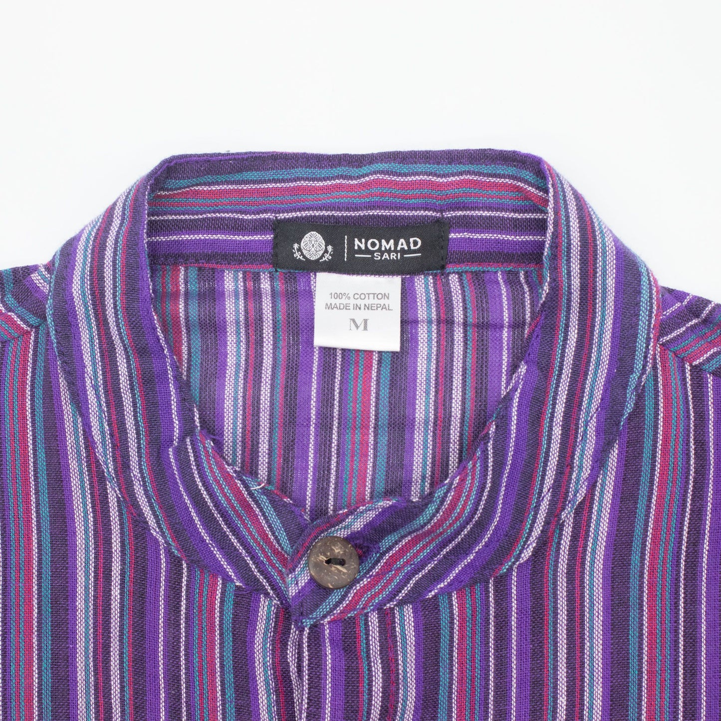 Nomad Sari Grandad Shirt - Black Purple - Medium