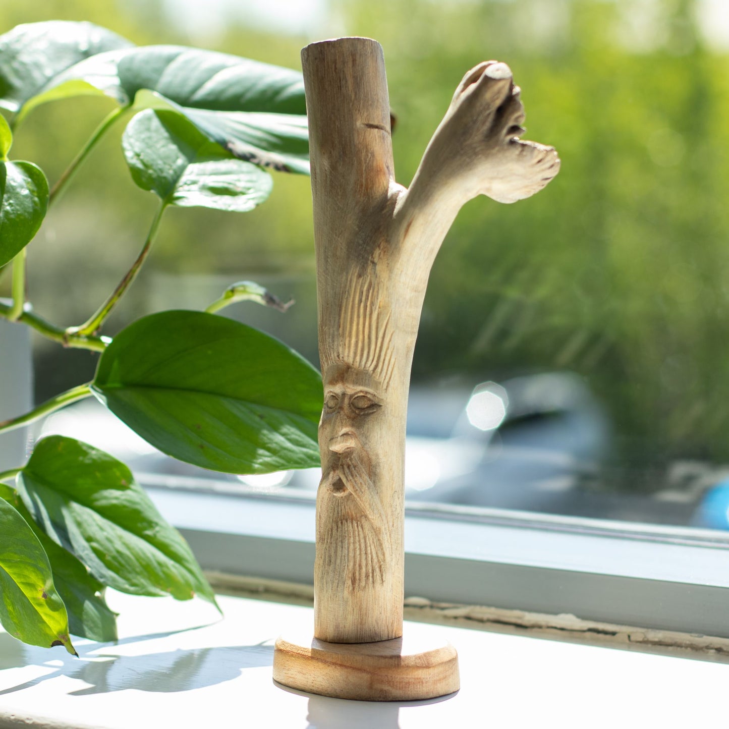 Handmade Parasite Wood Art Carving - Greenman