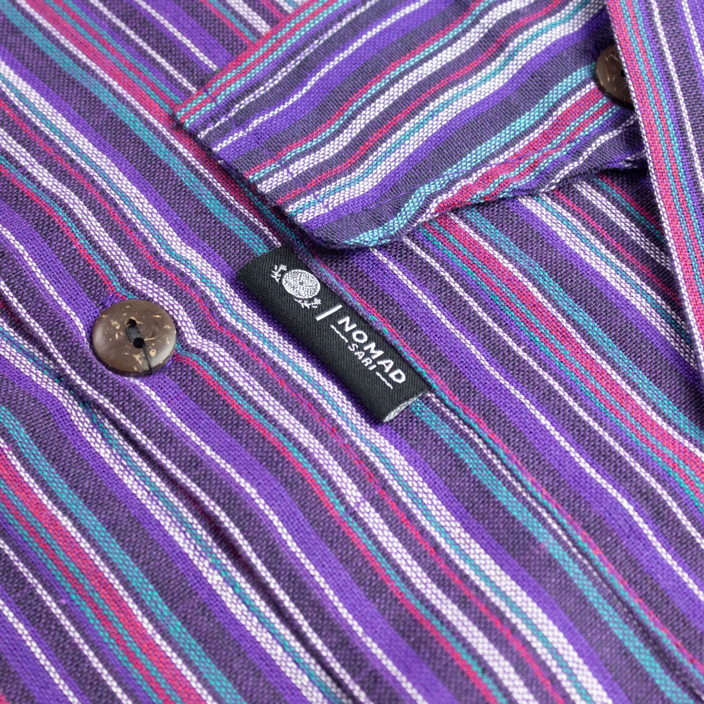 Nomad Sari Grandad Shirt - Black Purple - Medium