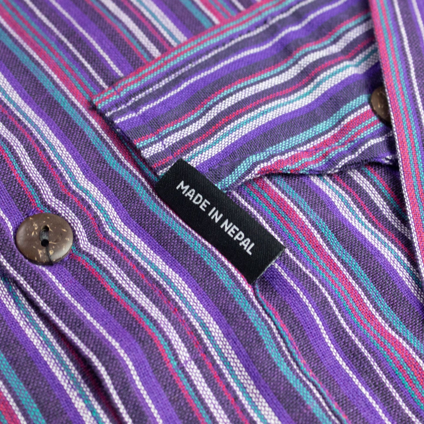 Nomad Sari Grandad Shirt - Black Purple - Medium