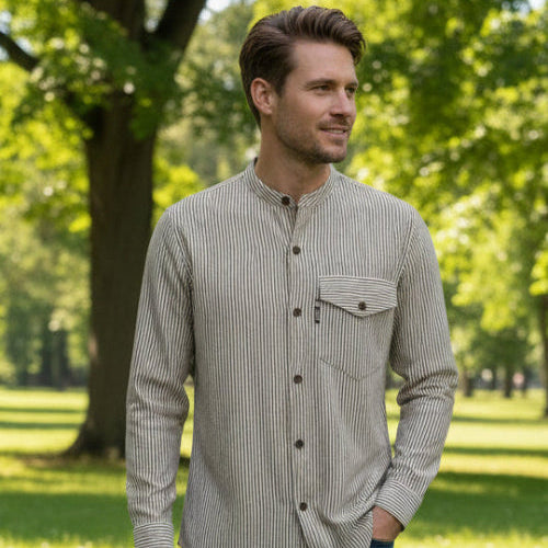 Nomad Sari Grandad Shirt - Grey Stone - Medium