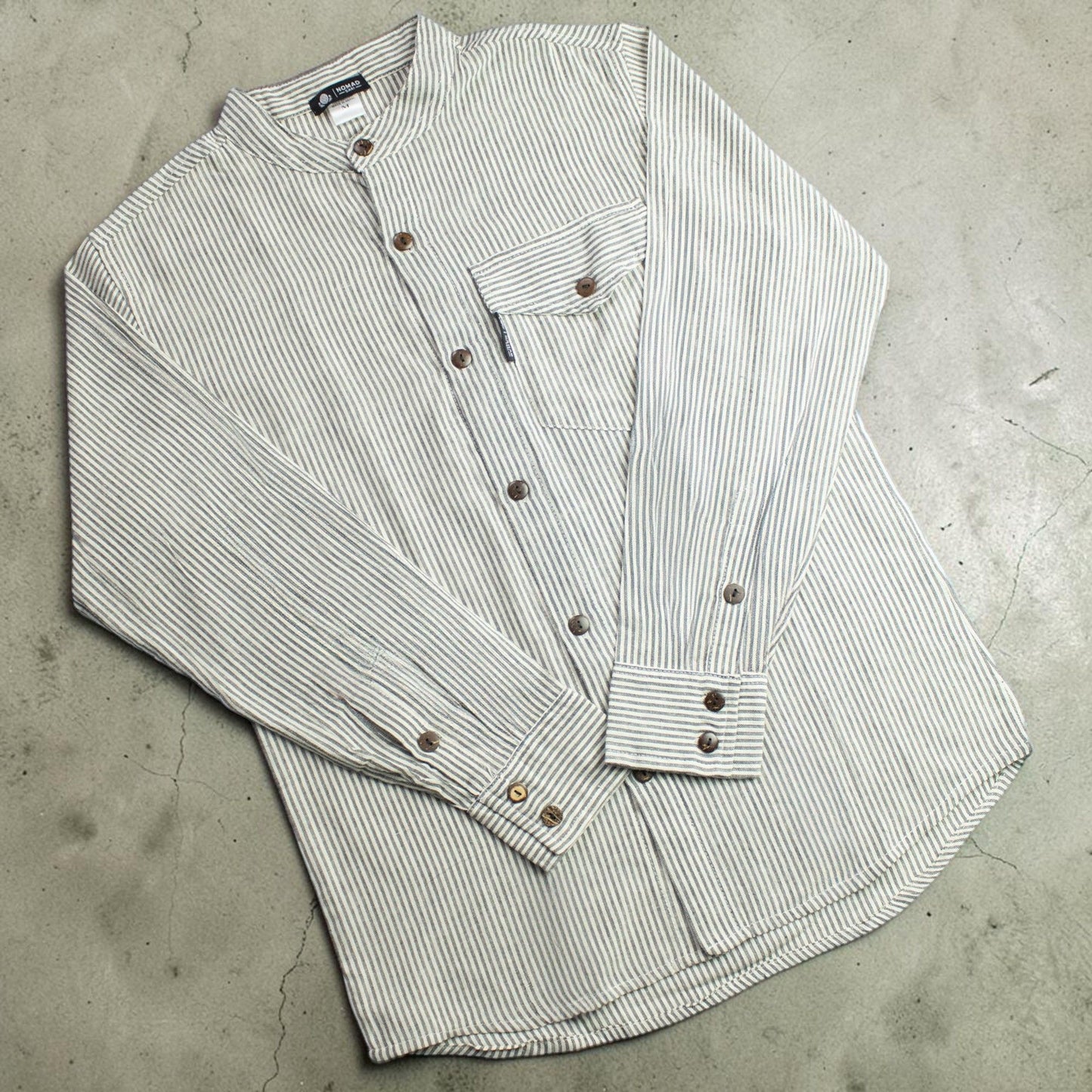 Nomad Sari Grandad Shirt - Grey Stone - Medium