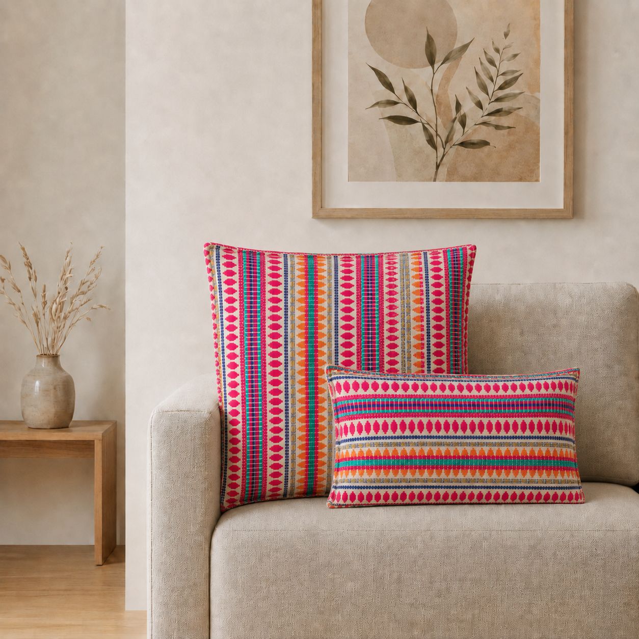 Classic Cushion Cover - Neon Stripes - Lumber Style