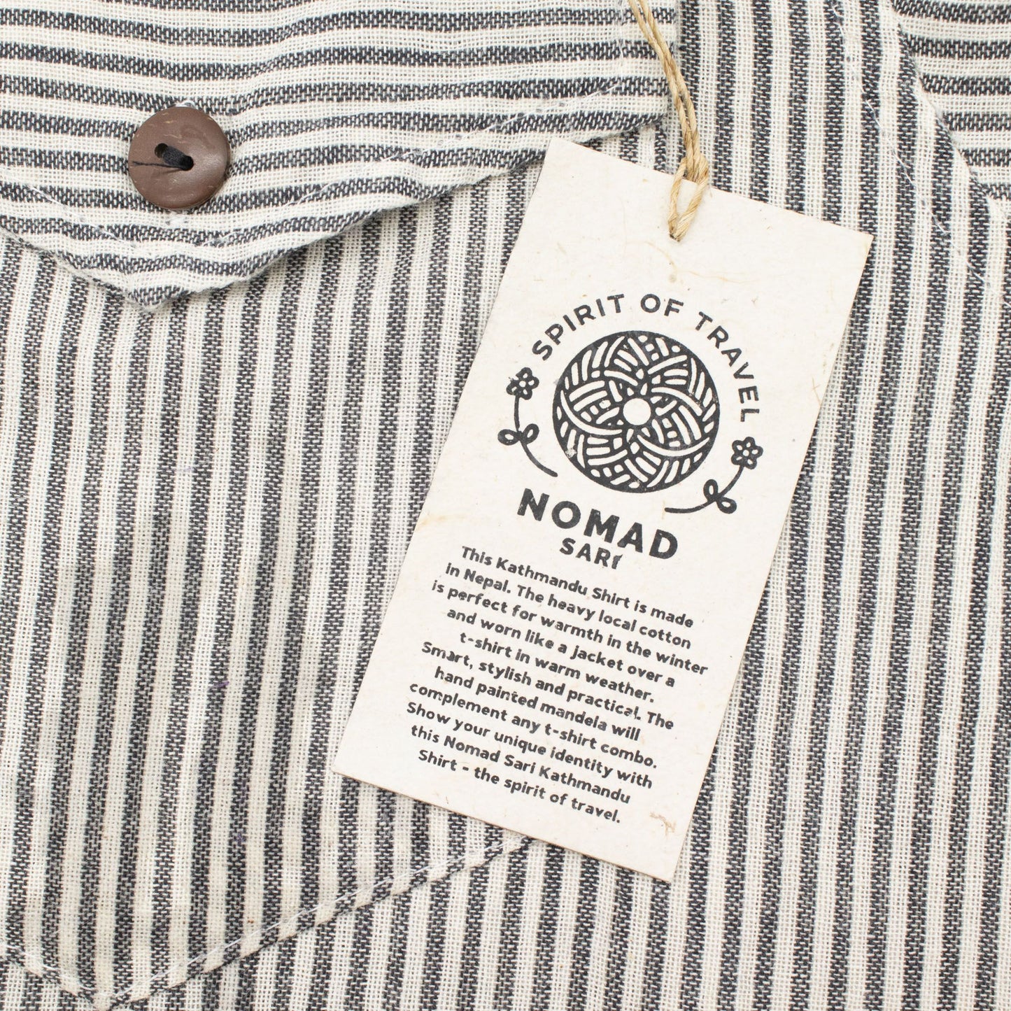 Nomad Sari Grandad Shirt - Grey Stone - Medium