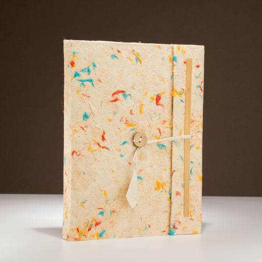 Lokta Mixed Colour Cotton Notebook – Large (21x15cm) – 45 Leaves – Includes Bookmark