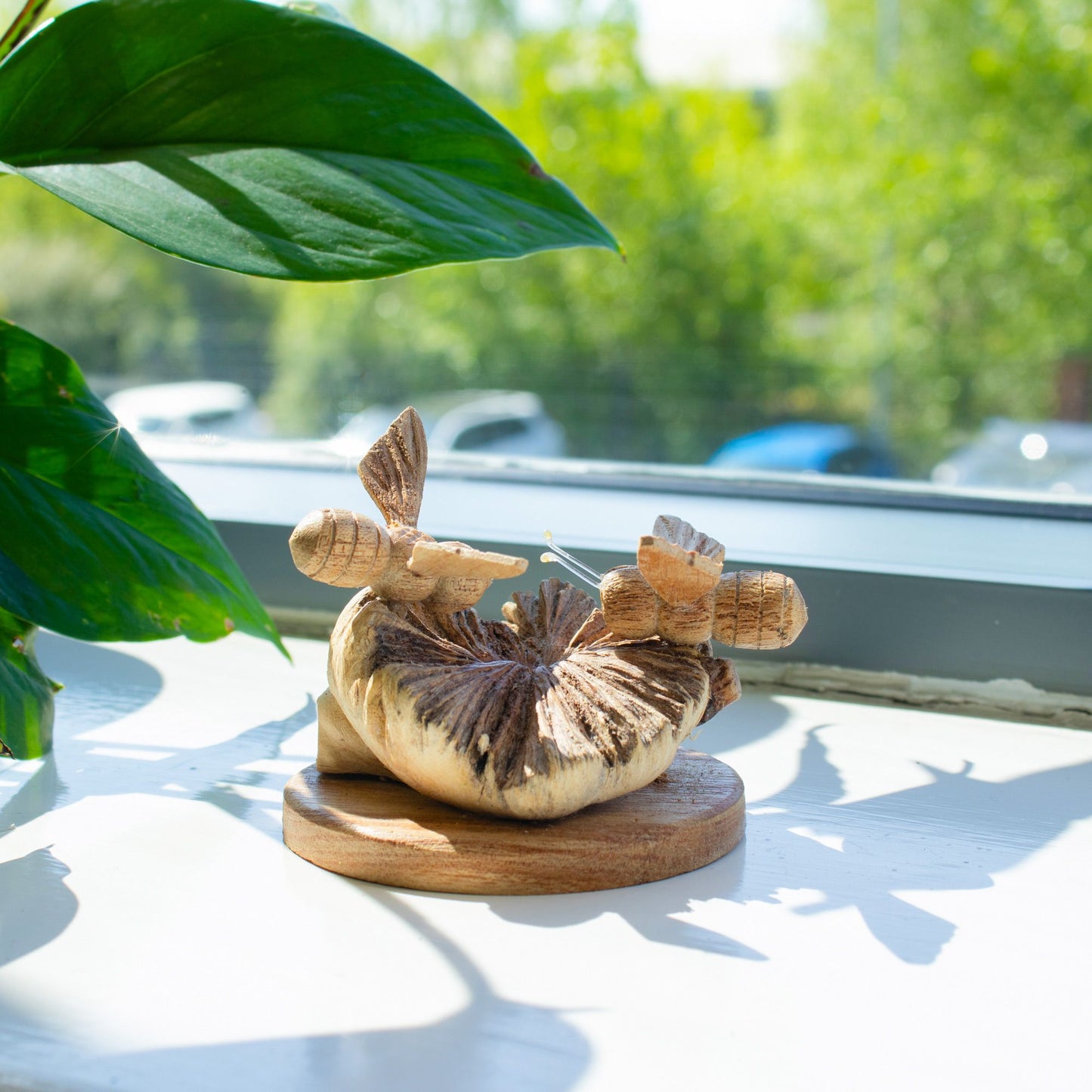 Handmade Parasite Wood Art Carving - Bees in The Works