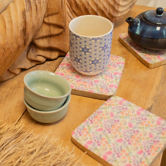 Set of 4 Square Coasters - Pretty Floral