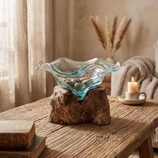 Molton Glass Fancy Sweet Bowl on Wood
