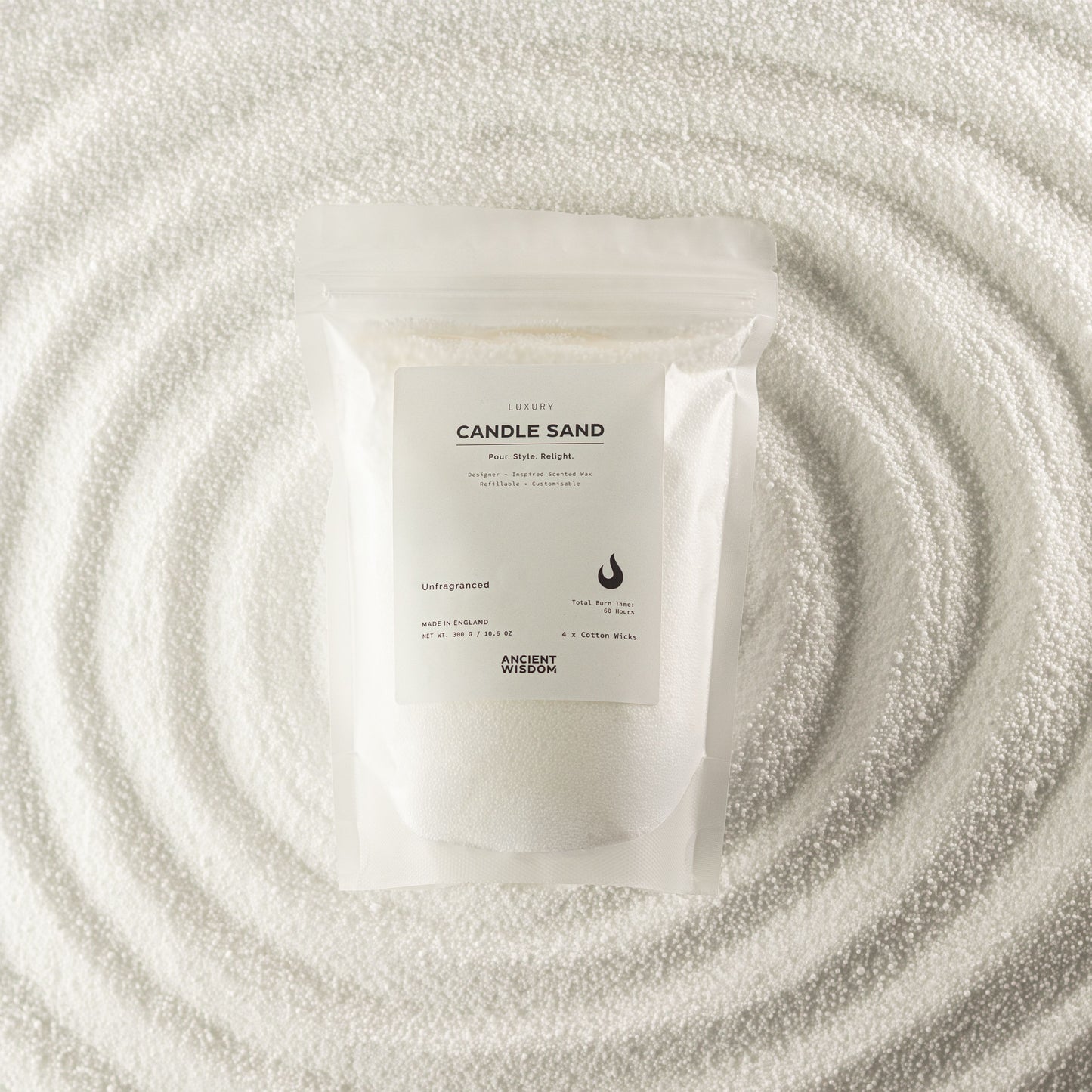 Unfragranced Candle Sand - White - 300g