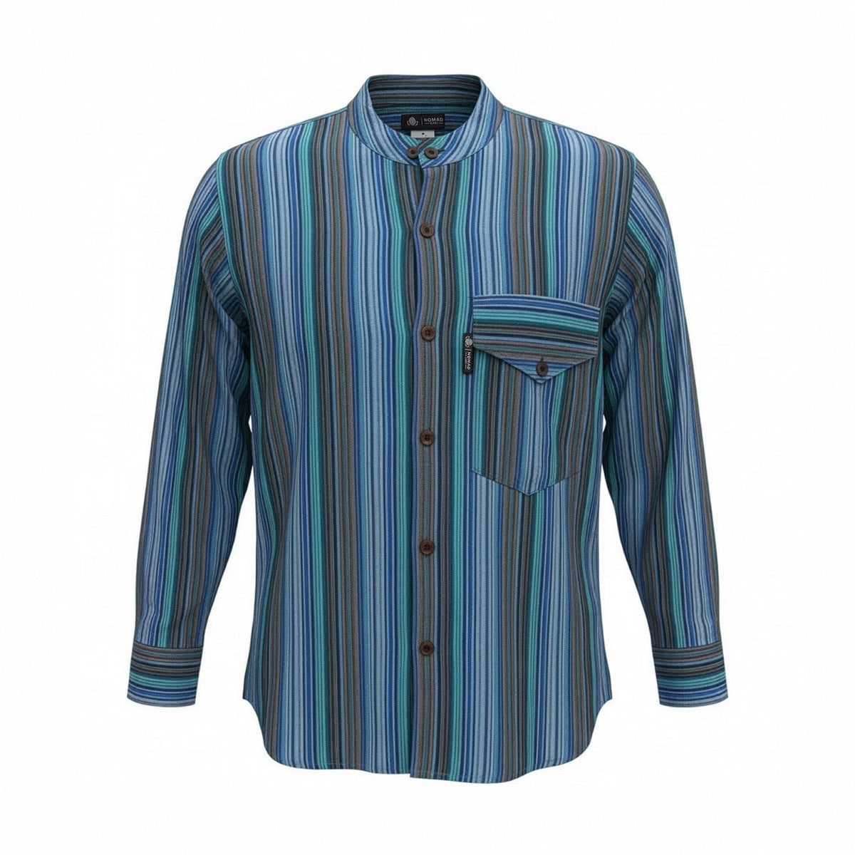 Nomad Sari Grandad Shirt - Turquoise - Medium