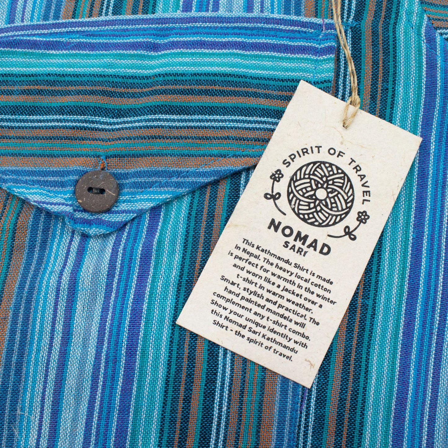 Nomad Sari Grandad Shirt - Turquoise - Medium