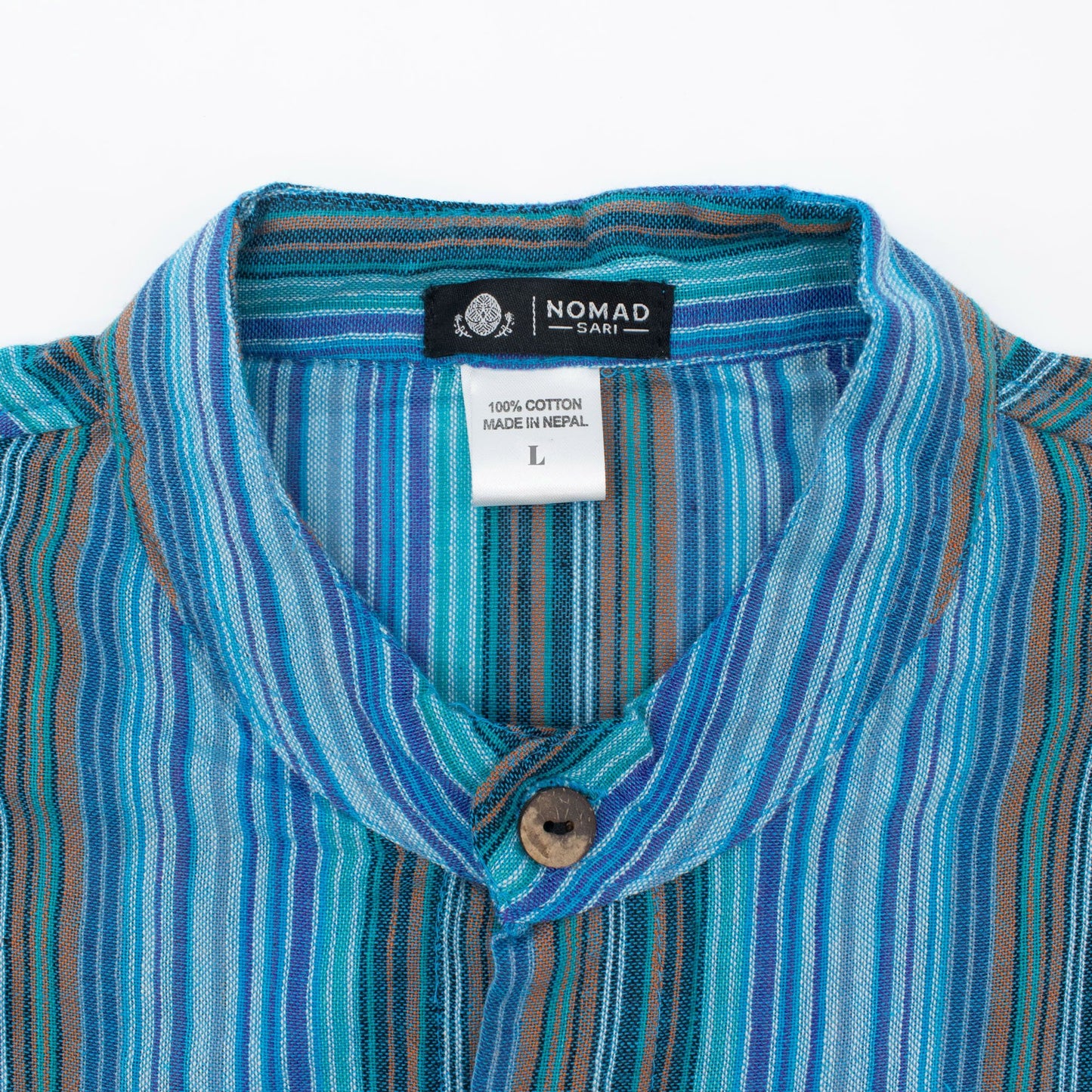 Nomad Sari Grandad Shirt - Turquoise - Medium