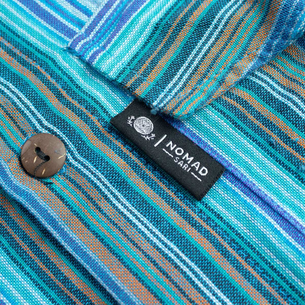 Nomad Sari Grandad Shirt - Turquoise - Medium