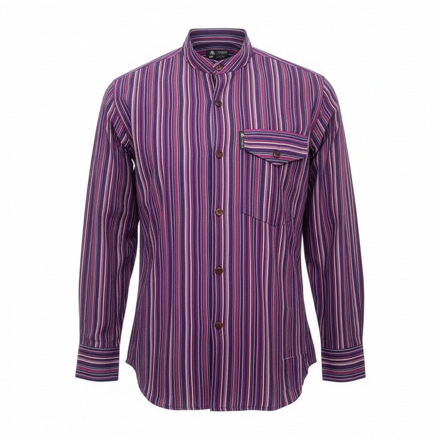 Nomad Sari Grandad Shirt - Black Purple - Medium