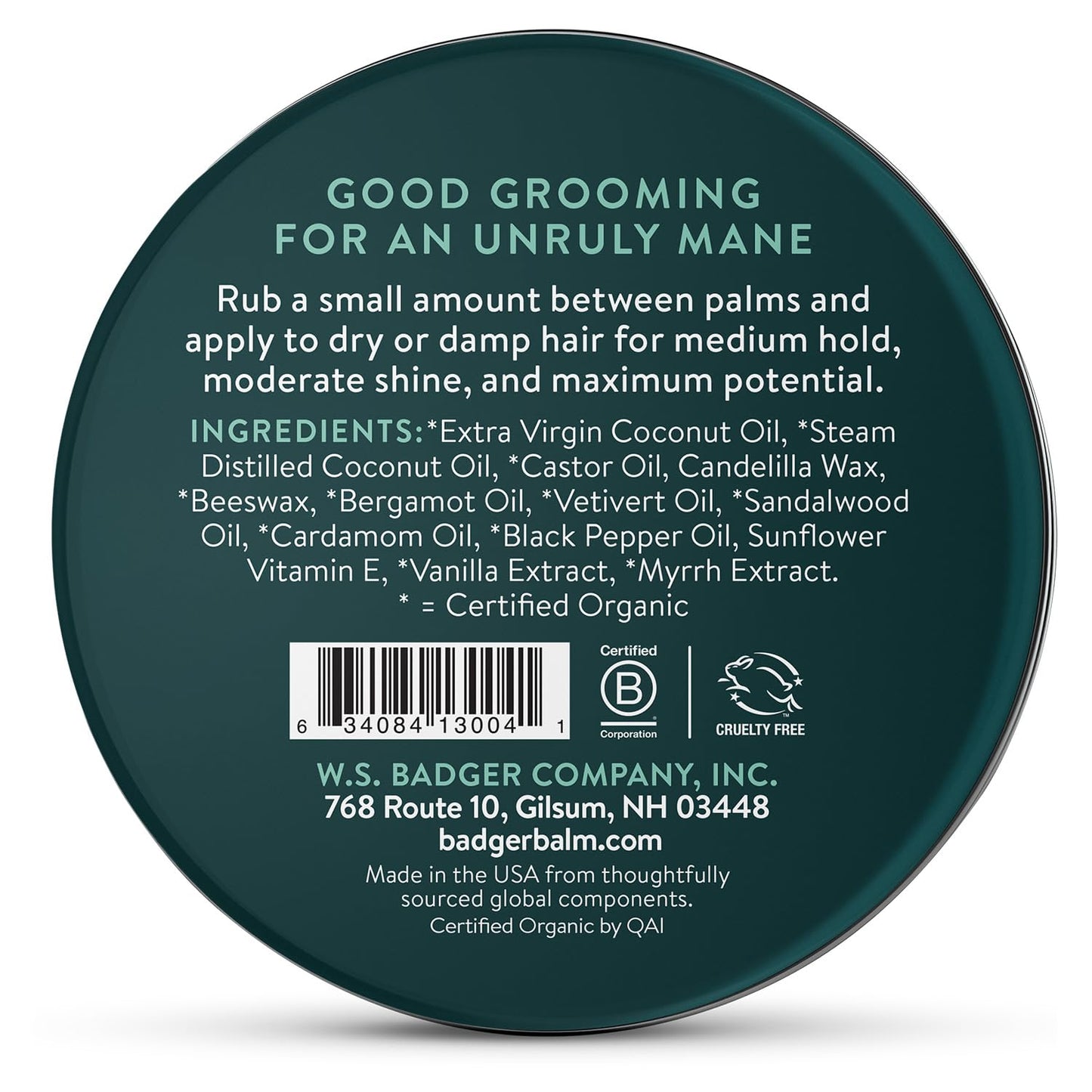 Badger Hair Pomade for Men — Organic, Medium Hold, 2 oz Tin (2-Pack)