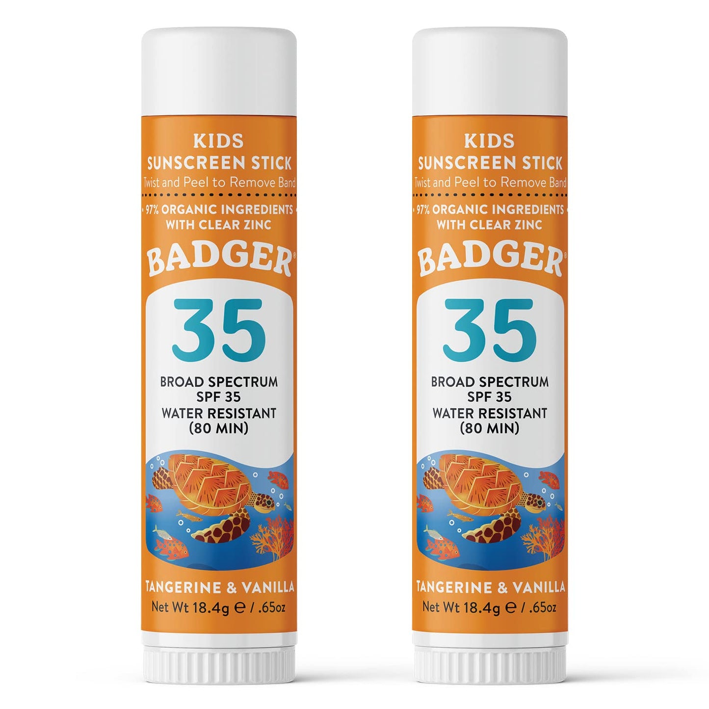 Badger Mineral Kids Sunscreen Face Stick SPF 35 – Travel Size 2-Pack, Reef Safe