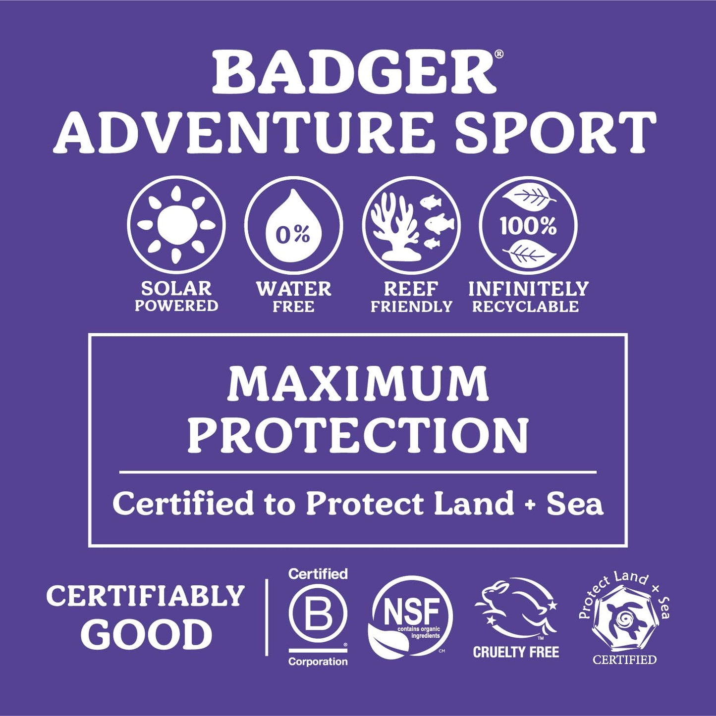 Badger SPF 50 Reef Safe Sunscreen — Unscented, 98% Organic, 2-Pack
