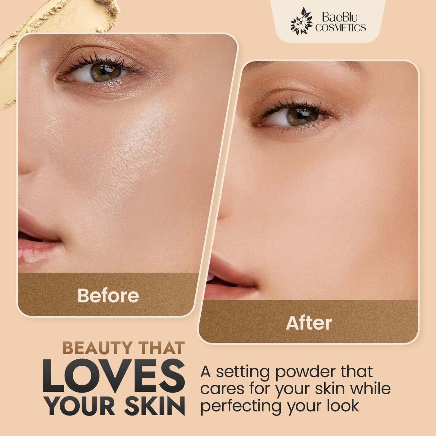 BaeBlu Organic Pressed Setting Powder – Invisible Banana | Talc-Free, Non-Toxic Matte Finish