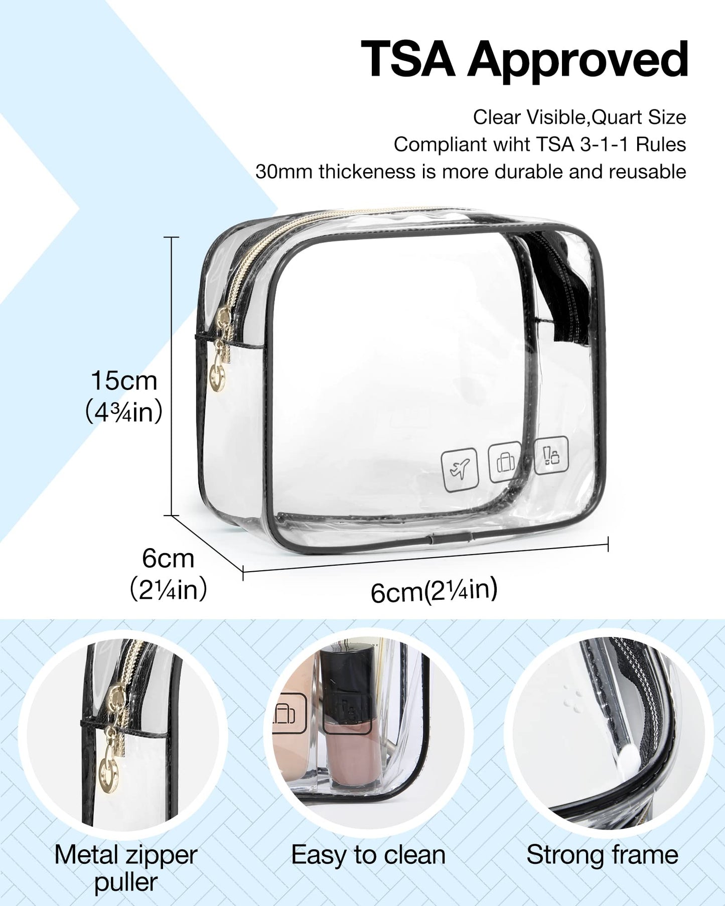 BagSmart Hanging Toiletry Bag & TSA-Approved Transparent Cosmetic Bag | Large Travel Organizer (Black)