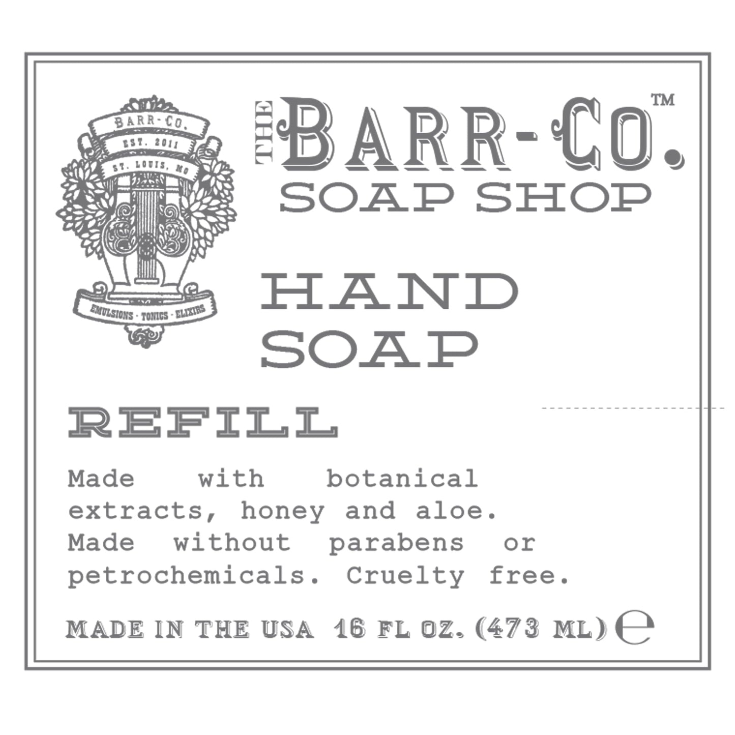 BARR-CO Sugar & Cream Hand Soap Refill – Sweet Cream, Coconut & Sugar Scent, Vegan, Moisturizing, 16 oz