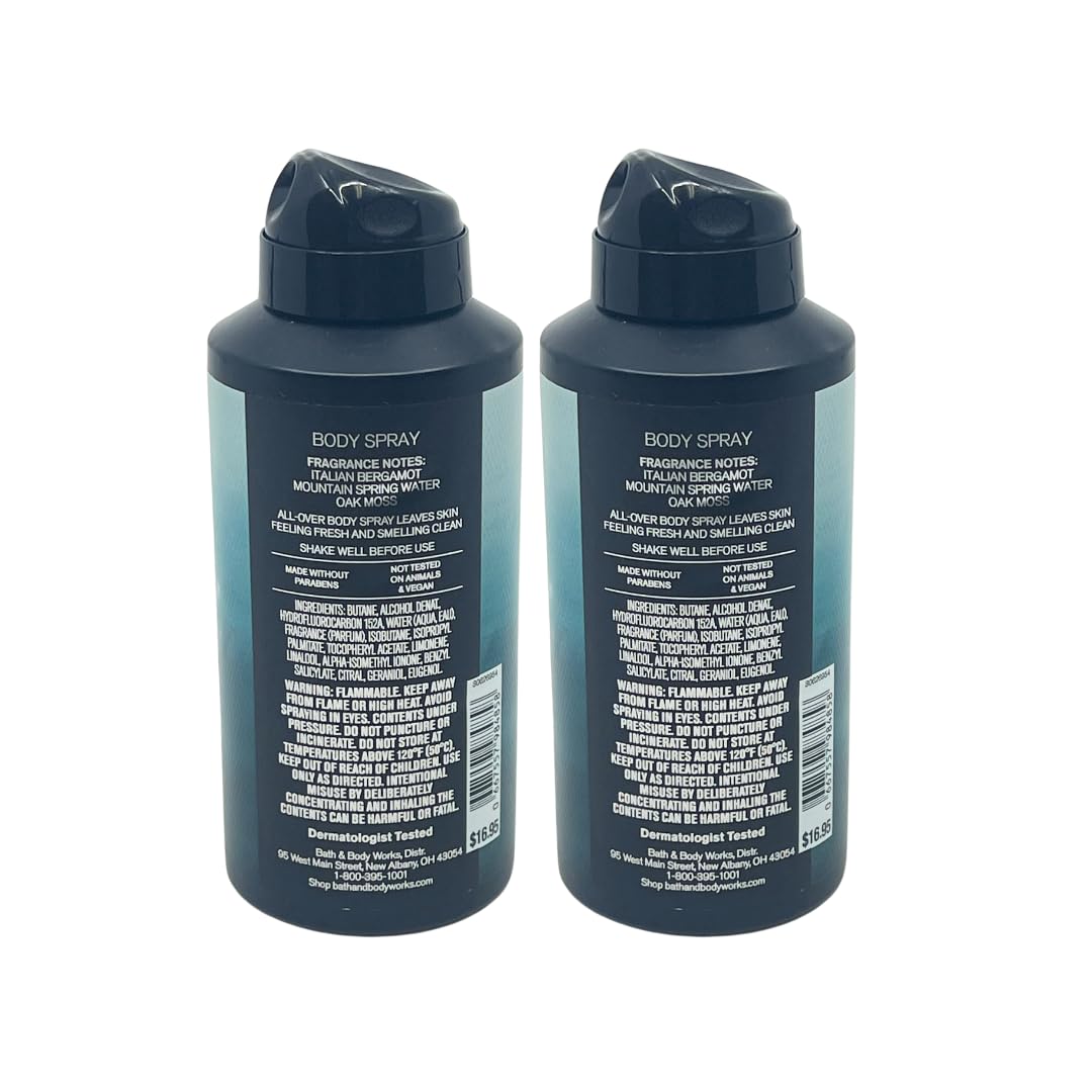 Bath & Body Works Freshwater Deodorizing Body Spray for Men – 2-Pack (3.7 oz each)
