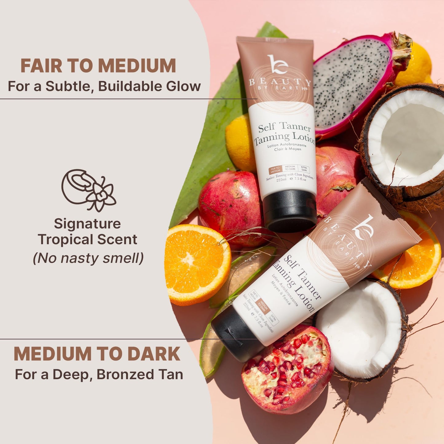 Beauty by Earth Tanning Lotion Self Tanner – USA Made, Natural & Organic, Streak-Free Sunless Tan